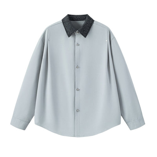 Damen Elegante Bluse mit Stehkragen Drune