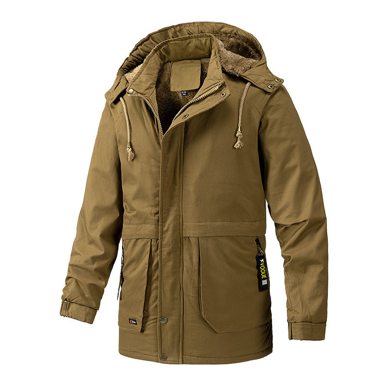 Herren Canvas-Parka mit Sherpa-Innenseite, verlängerter Schnitt und Utility-Ärmeltasche Drune