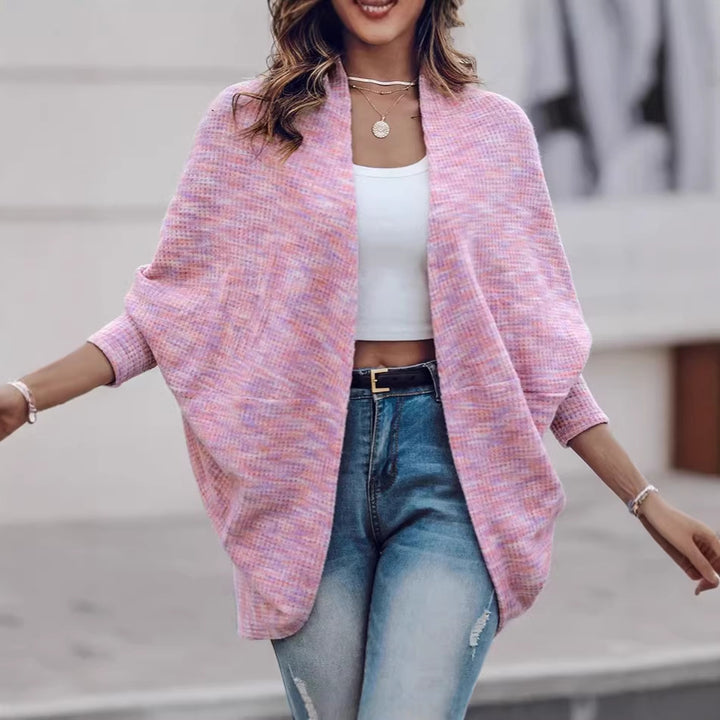 Damen Oversized Strickponcho mit offener Front und Bouclé‑Struktur Drune