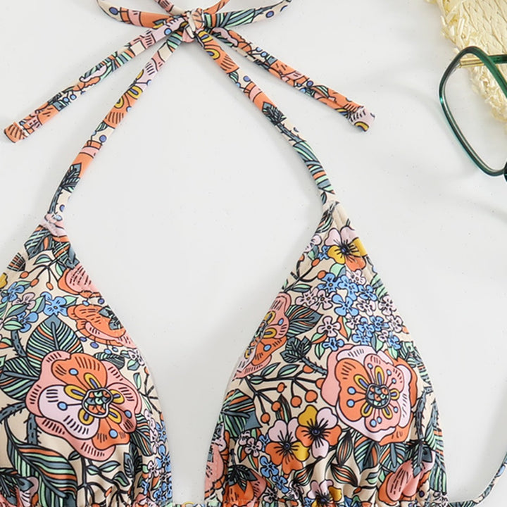 Damen Bikini-Set mit verspieltem Blumenmuster und verstellbaren Trägern Drune