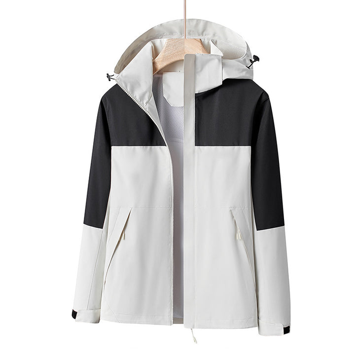 Herren Leichte winddichte Softshell-Regenjacke mit Kapuze und Kontrastbesatz Drune