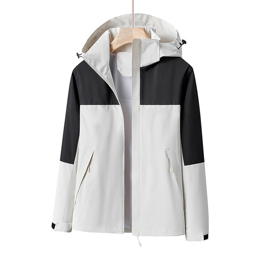 Herren Leichte winddichte Softshell-Regenjacke mit Kapuze und Kontrastbesatz Drune
