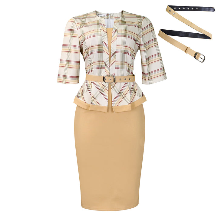 Damen Etuikleid mit elegantem Blazer-Oberteil und abnehmbarem Gürtel Drune