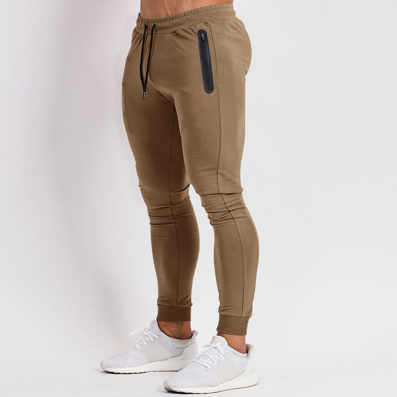Herren schmal geschnittene Jogginghose mit Reißverschlusstaschen und Kordelzug Drune