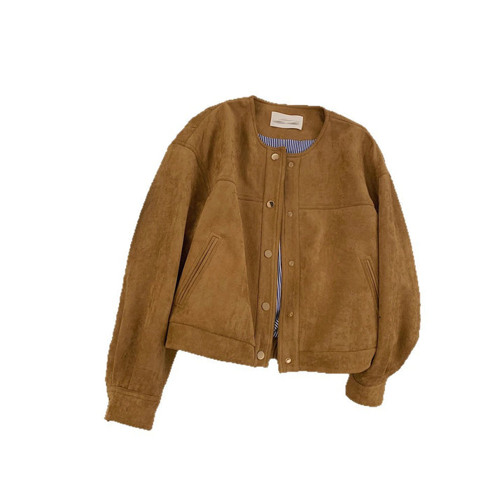 Damen Suede Jacket mit elastischem Bund Drune