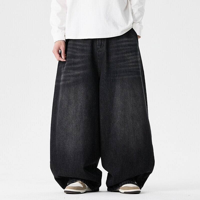 Herren nan extremweit geschnittene Baggy-Jeans mit tiefem Schritt und ballonförmigem Saum Drune