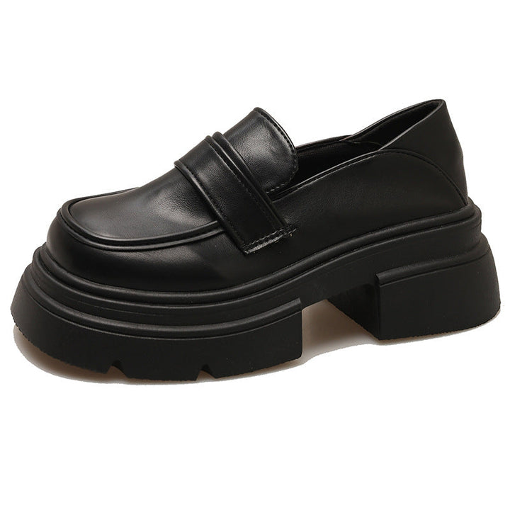 Damen Plateau-Lederschuhe mit modischem Detail und robuster Sohle Drune