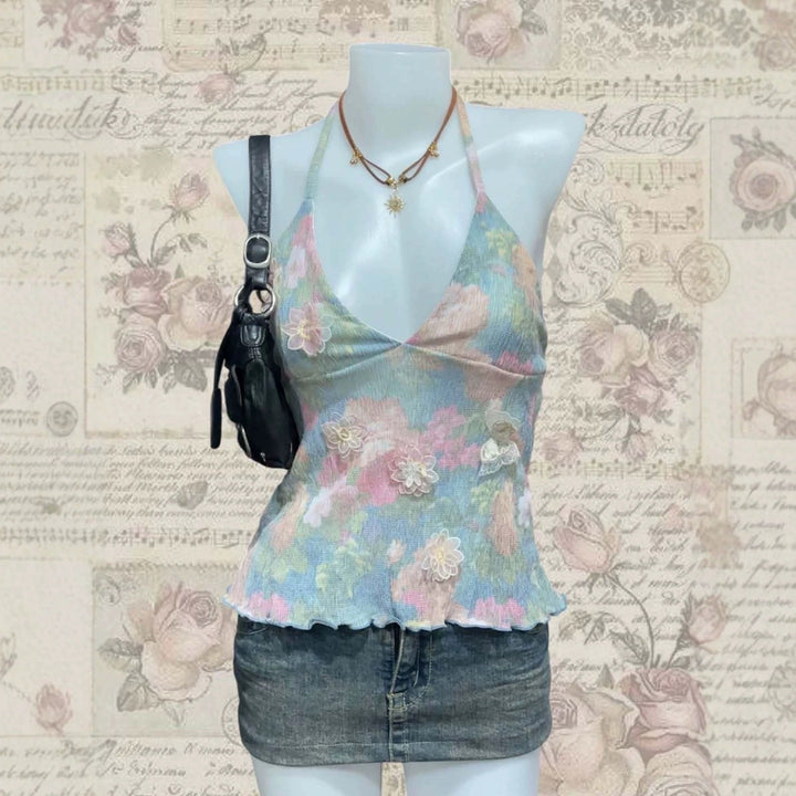 Damen zartes Sommer-Top mit floralen Details Drune