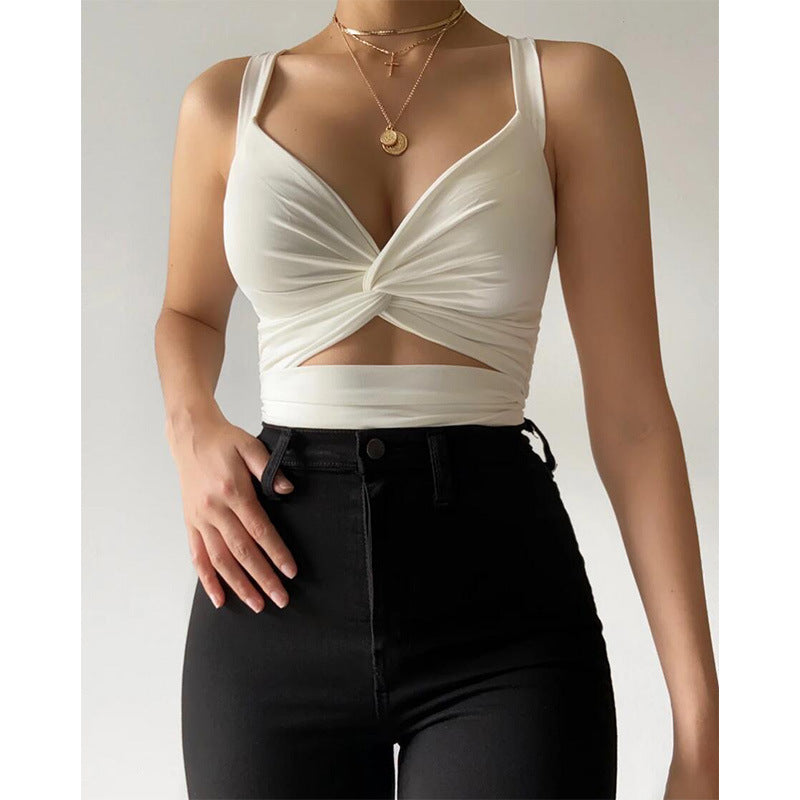 Damen V-Ausschnitt Top, ärmellos, schmale Träger