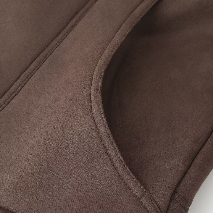 Damen modische Kunstpelzjacke mit umschlagbarem Kragen Drune