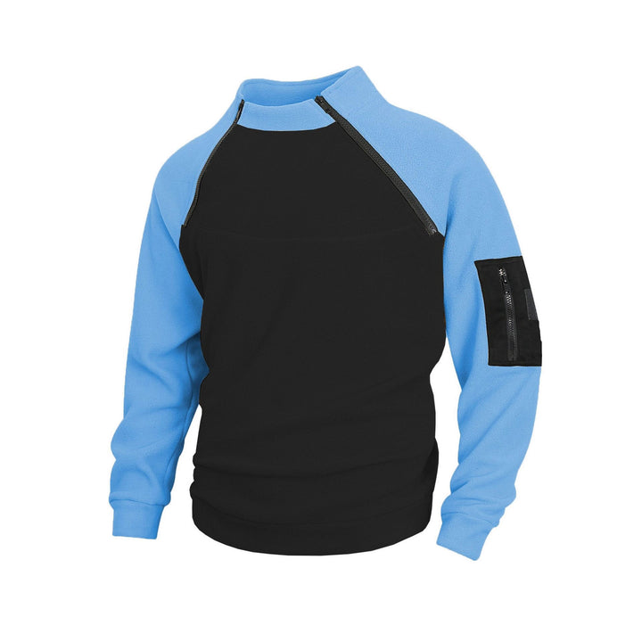 Herren technischer Fleece-Halbzip-Pullover mit asymmetrischen Schulterreißverschlüssen und Reißverschluss-Ärmeltasche Drune