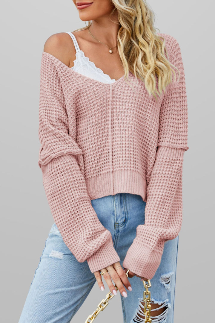 Damen lässiger Pullover im strukturierten Waffelmuster Drune