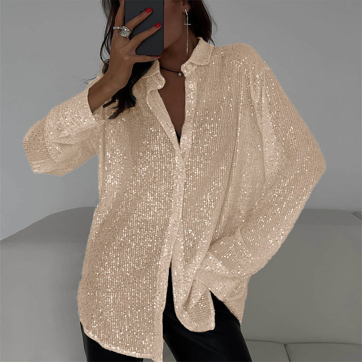 Damen Glitzernde Übergröße Bluse Drune