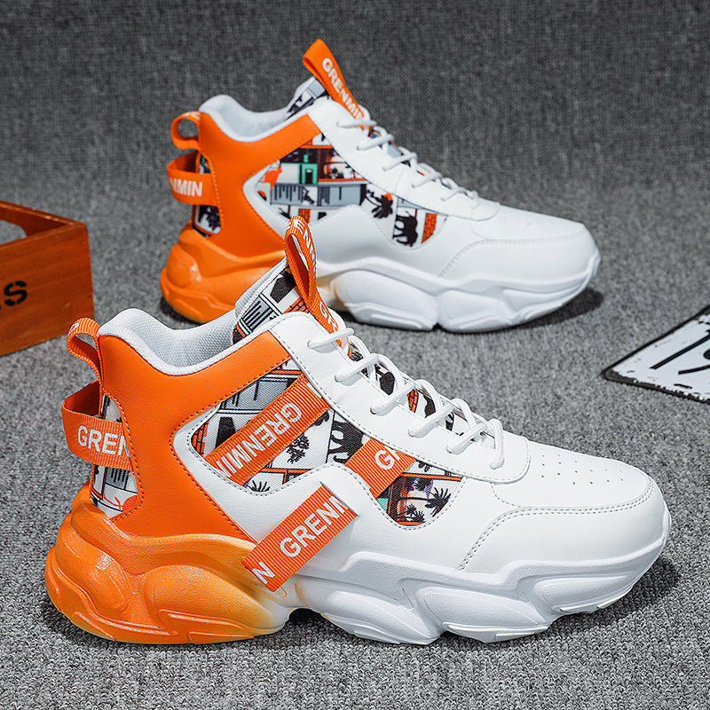 Herren futuristische High-Top Plateausneaker mit gemustertem Textil-Mix, gepolstertem Knöchelkragen und skulpturierter EVA-Sohle Drune