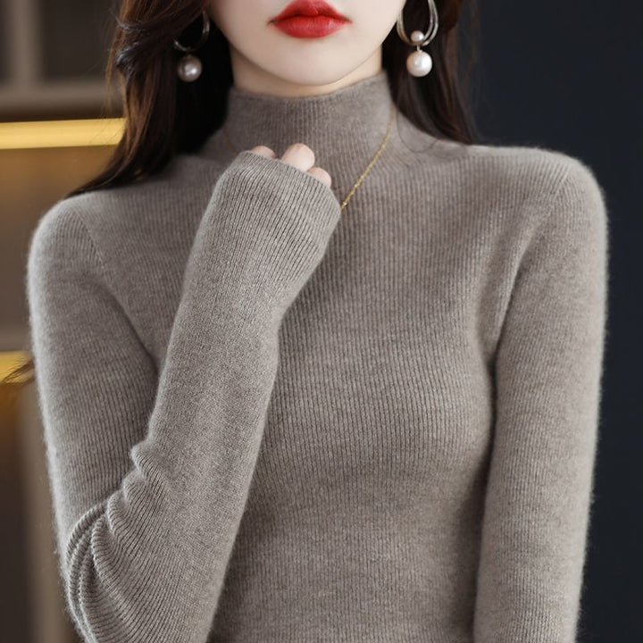 Damen eleganter Rollkragenpullover aus feinem Strick Drune