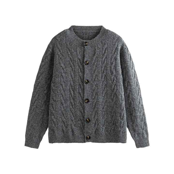 Damen Grobgestrickte Cardiganjacke mit Zopfstrick und Knopfleiste Drune