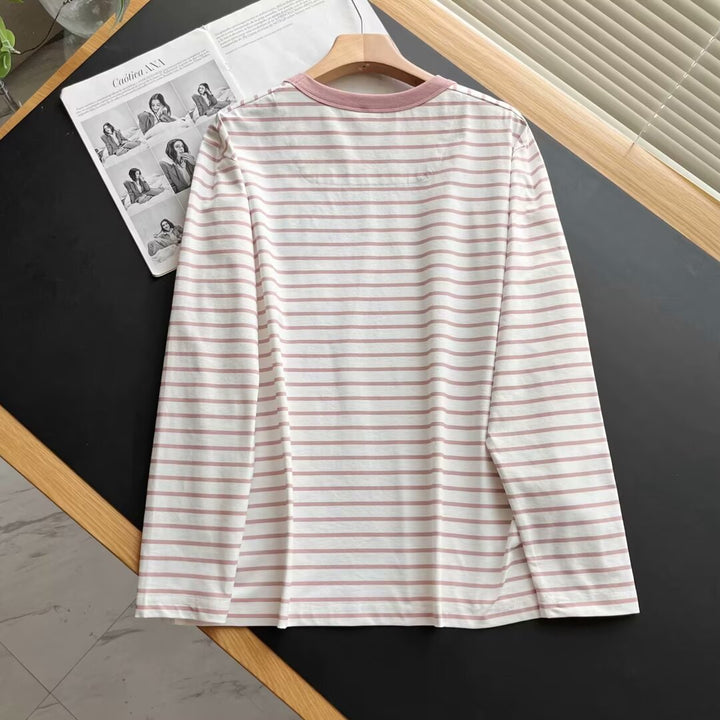 Damen Langarmshirt mit gestreiftem Design und Brusttasche Drune