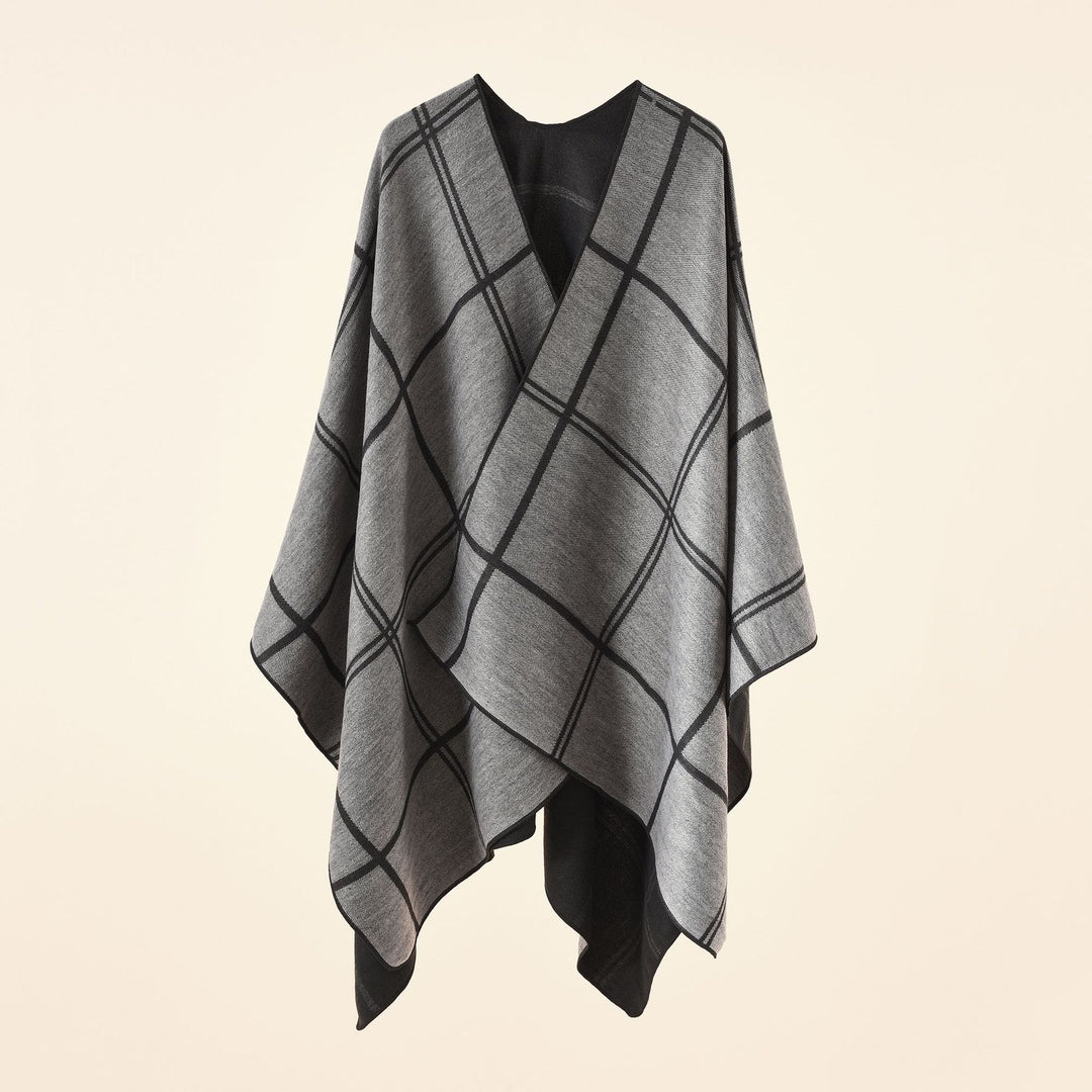 Damen Strickponcho im Paisley-Jacquard mit offener Vorderseite Drune