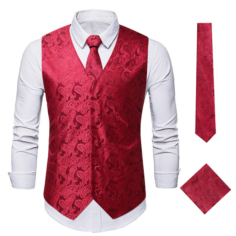 Herren elegante Anzugweste mit eleganten Paisley-Muster und passendem Zubehör Drune