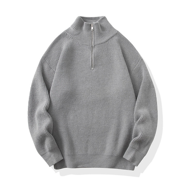 Damen Hochwertiger Strickpullover mit Stehkragen und Reißverschluss Drune