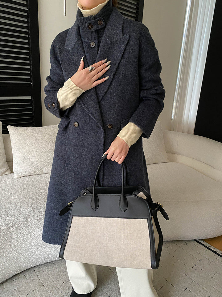 Damen eleganter Wollmantel mit doppelter Knopfleiste und oversized Schnitt Drune