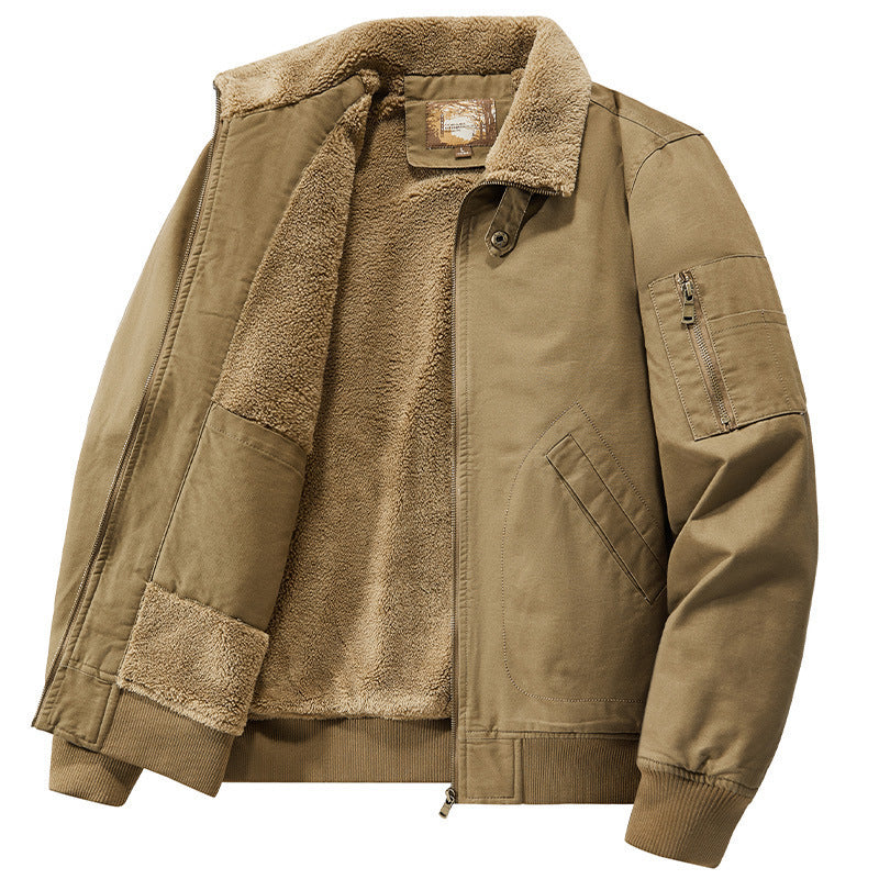 Herren Teddygefütterte Pilot-Bomberjacke mit Sherpa-Innenfutter und Ärmeltasche Drune