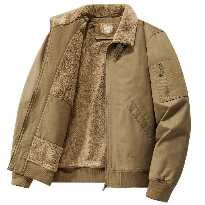 Herren Teddygefütterte Pilot-Bomberjacke mit Sherpa-Innenfutter und Ärmeltasche Drune