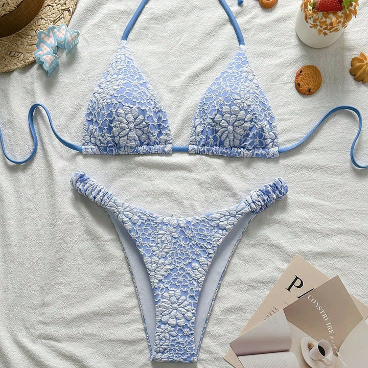 Damen Blumendekorierter Triangel-Bikini Drune