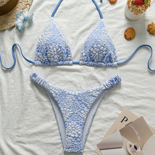 Damen Blumendekorierter Triangel-Bikini Drune