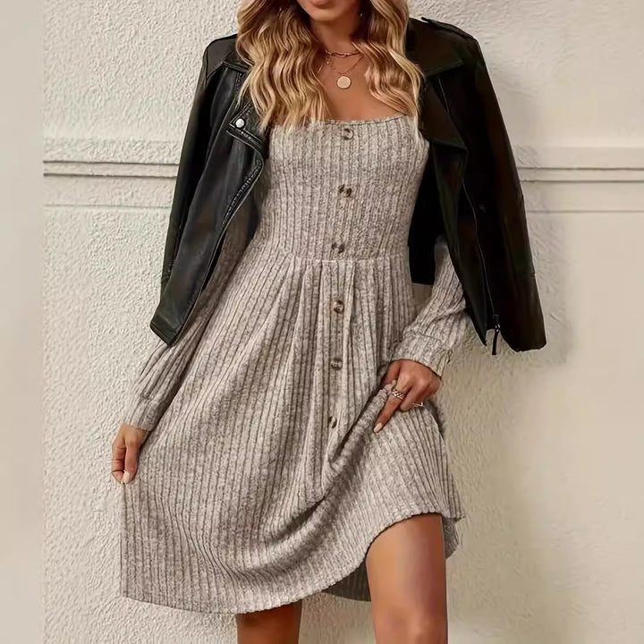 Damen Strickkleid mit Knopfleiste Drune