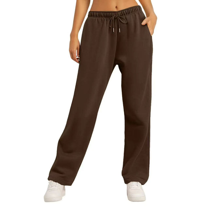 Damen nan weite Loungehose mit hohem Elastikbund, verstellbarem Kordelzug und fließender Palazzosilhouette Drune