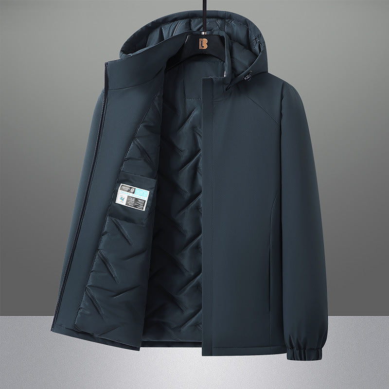 Herren wasserabweisender Urban-Softshell-Kapuzenblouson mit leicht wattierter Steppinnenlage, verdecktem Reißverschluss und elastischen Bündchen Drune