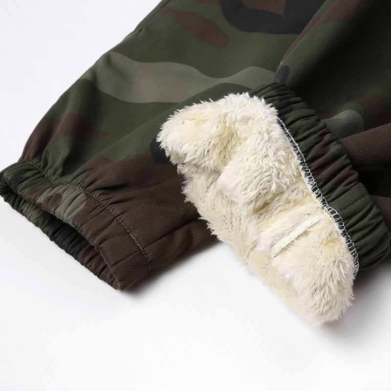 Herren Gefütterte Cargo-Jogginghose im Camouflage‑Militärlook Drune