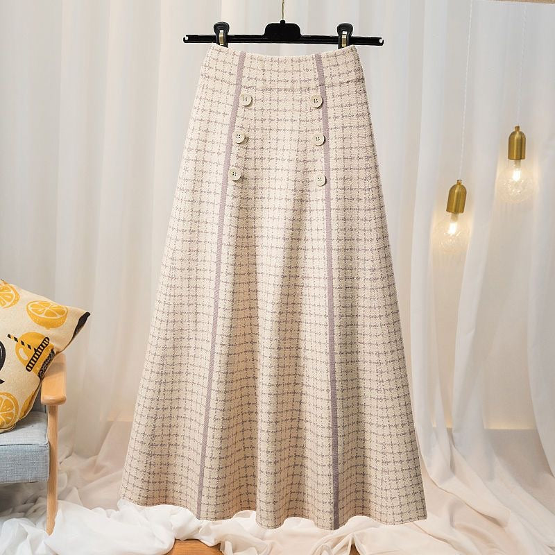 Damen Eleganter und fließender Maxirock mit Knopfdetails Drune