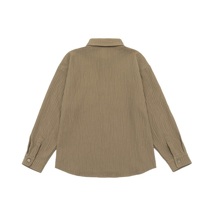 Unisex Texturierte Oversize-Hemdjacke mit Waffelstruktur und Brusttasche Drune