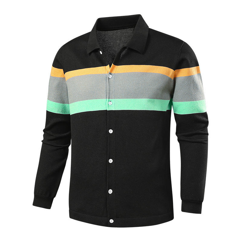 Herren Elegantes Langarm-Hemd mit Struktur und Farbblock Drune