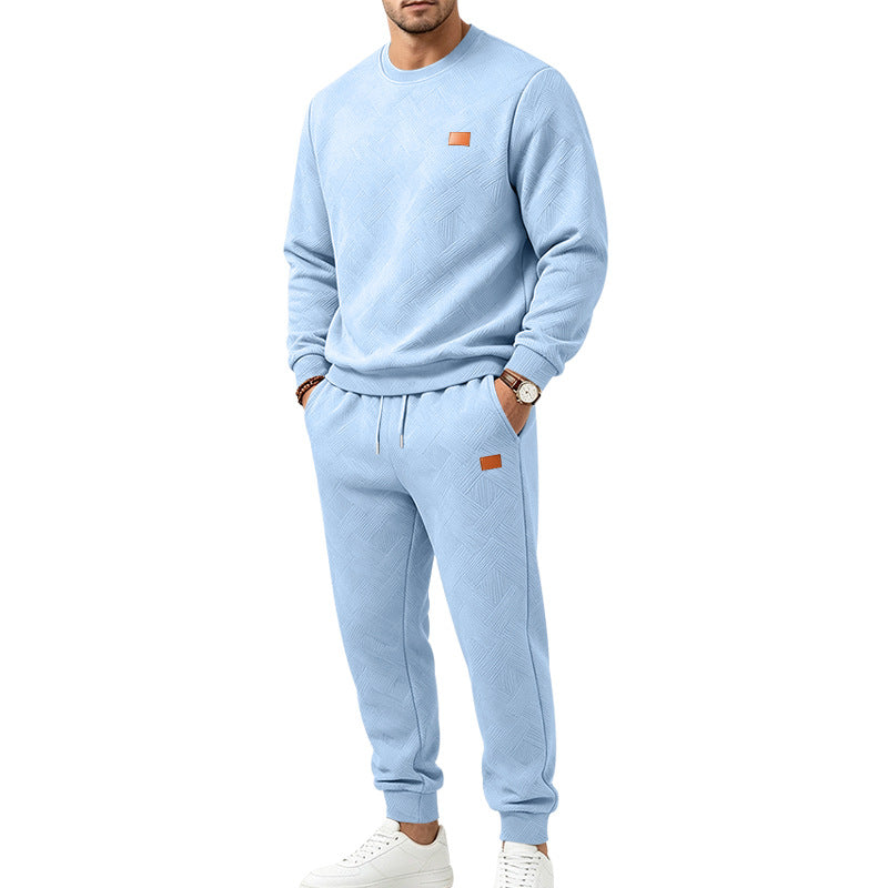 Herren Gemustertes Komfort-Sweatset mit Rundhals-Sweatshirt und Kordel-Jogginghose Drune