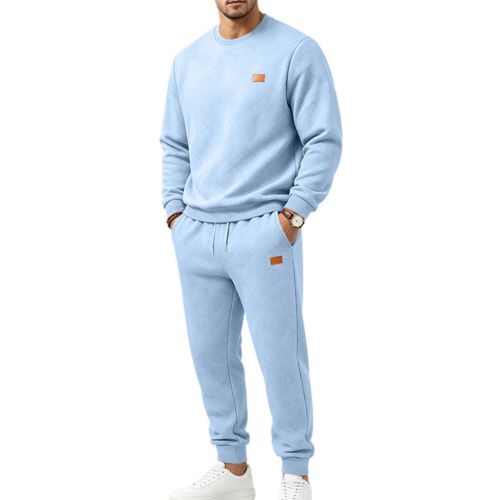Herren Gemustertes Komfort-Sweatset mit Rundhals-Sweatshirt und Kordel-Jogginghose Drune