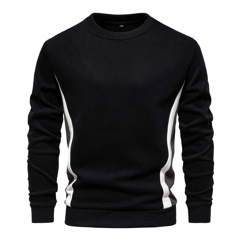 Herren nan Rundhals-Sweatshirt aus Baumwollmix mit seitlicher Kontrastpaspel und schmaler Silhouette Drune