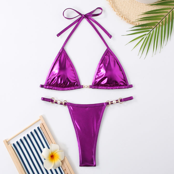 Damen metallisches Dreieck-Bikini-Set Drune 1750839882
