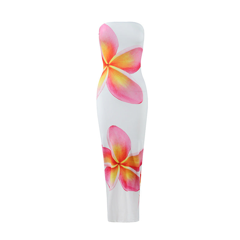 Damen strandtaugliches Maxikleid mit elegantem Blumenprint Drune