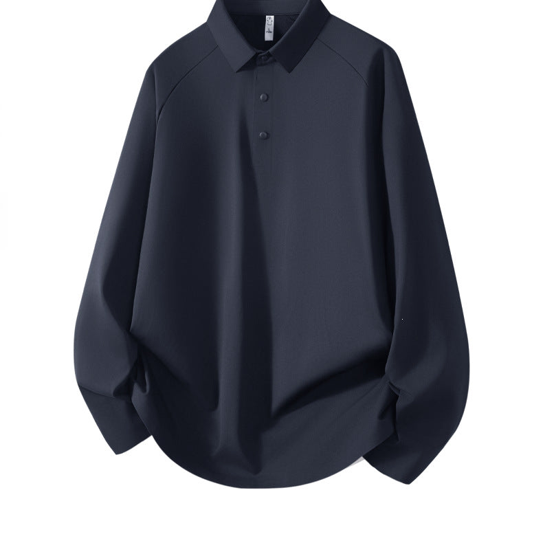 Herren Langarm-Poloshirt aus technischem Stretch mit Hemdkragen & Halbknopf-Leiste Drune