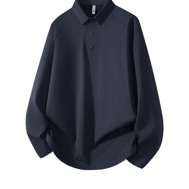 Herren Langarm-Poloshirt aus technischem Stretch mit Hemdkragen & Halbknopf-Leiste Drune