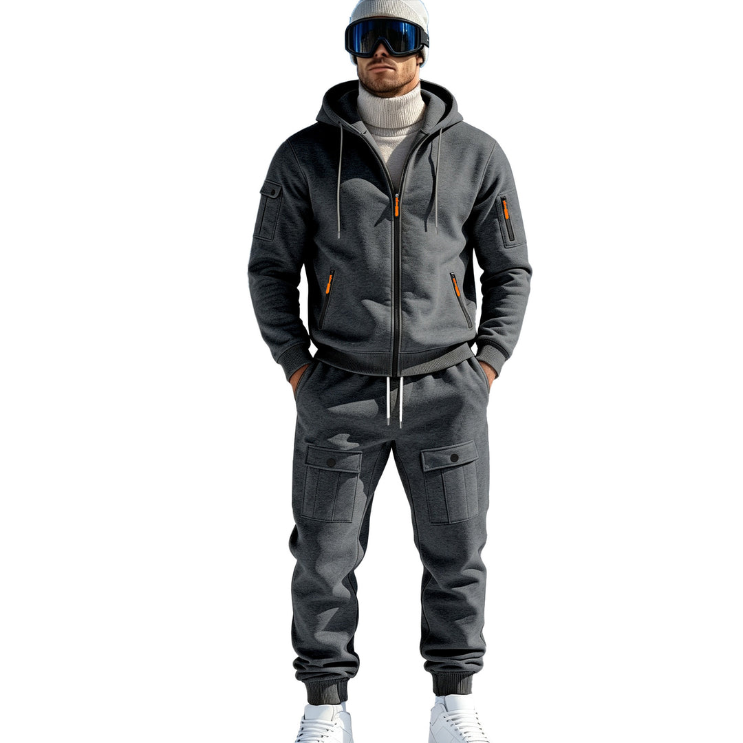 Herren Komfort-Fleece Hoodie mit Reißverschluss, Kapuze und Utility-Ärmeltasche Drune