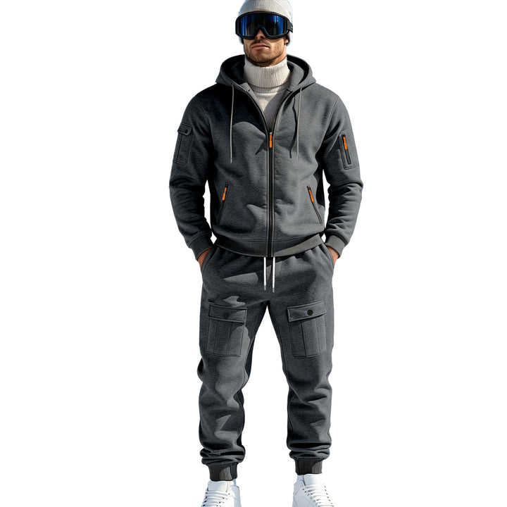 Herren Komfort-Fleece Hoodie mit Reißverschluss, Kapuze und Utility-Ärmeltasche Drune