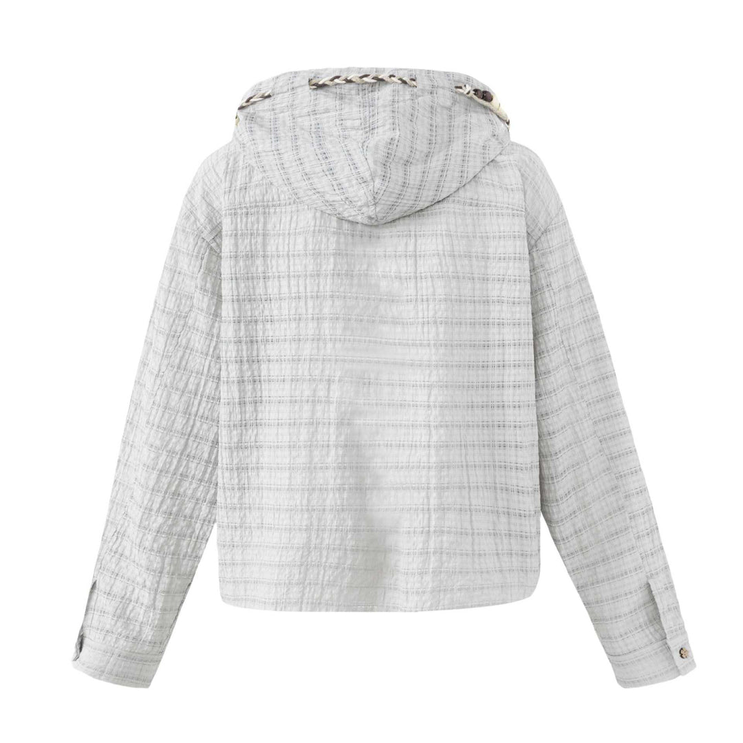 Damen Leichte Kapuzenjacke im Boxy‑Cut mit Holzknopfverschluss Drune