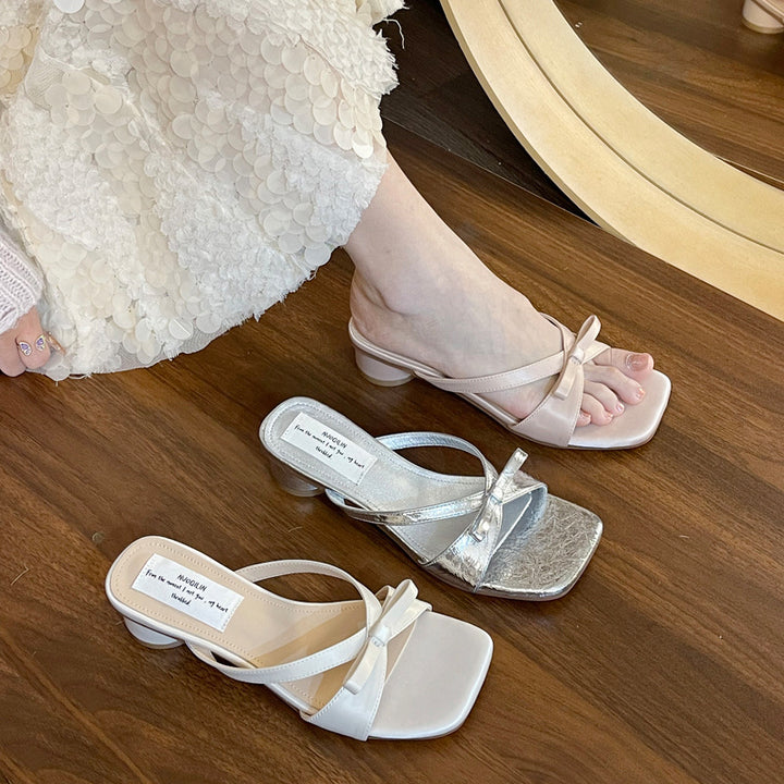 Damen Mules mit elegantem Schleifen-Design und komfortablem Blockabsatz Drune