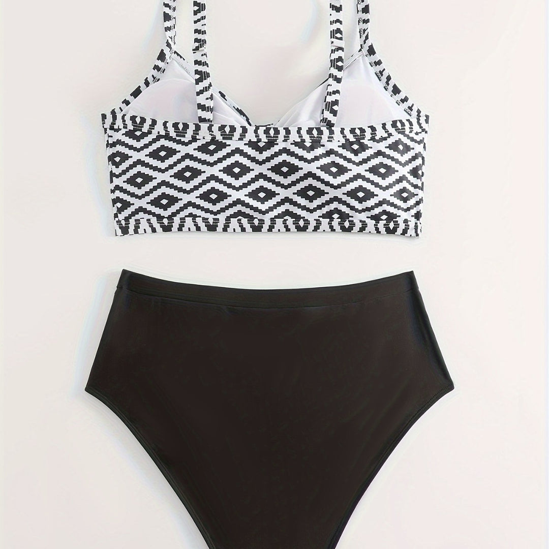 Damen Hochgeschnittener Bikini mit floralen Akzenten und raffinierten Details Drune