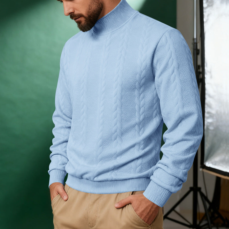 Herren nan Strickpullover mit Stehkragen, Zopfmuster, weichem Rippbündchen und Regular Fit Drune