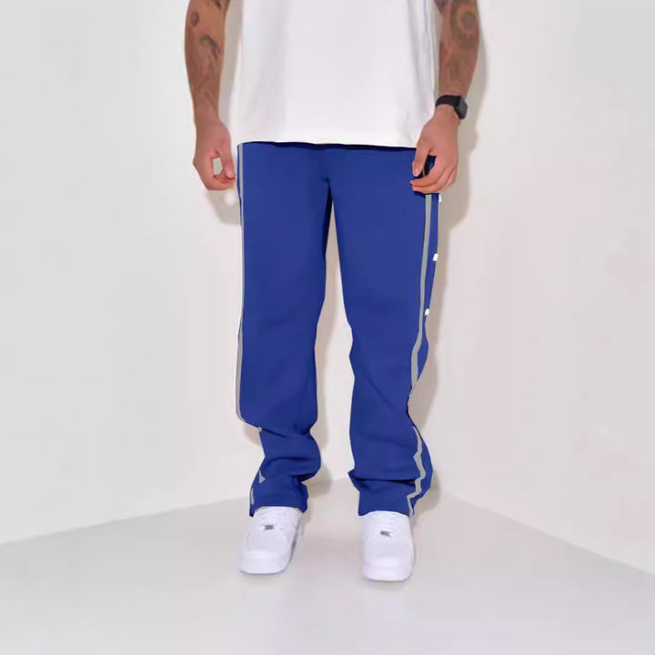 Herren Sportliche Sweatpants mit seitlichen Druckknöpfen und Kontraststreifen Drune